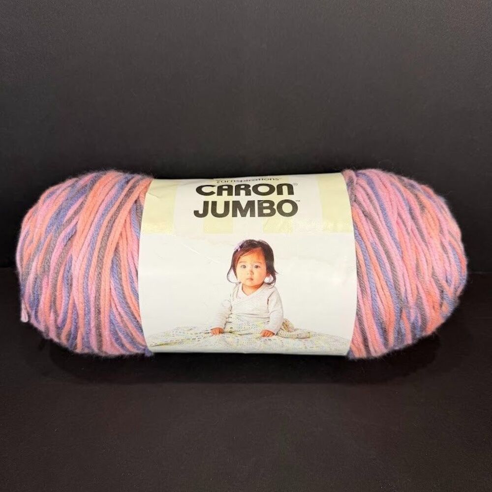 Caron Jumbo Yarn "Bouquet" Variegated Pink/Purple Acrylic Worsted Medium #4